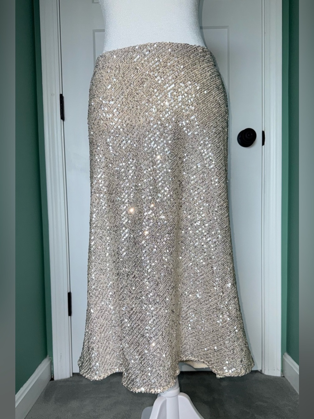 audrey Sequin Maxi Skirt in Champagne
